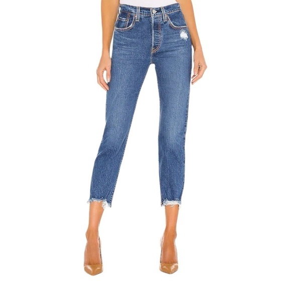 Levi's 501 Original Cropped Straight Leg Jeans- Charleston Fun - Picture 1 of 13